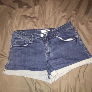 Dark wash denim shorts